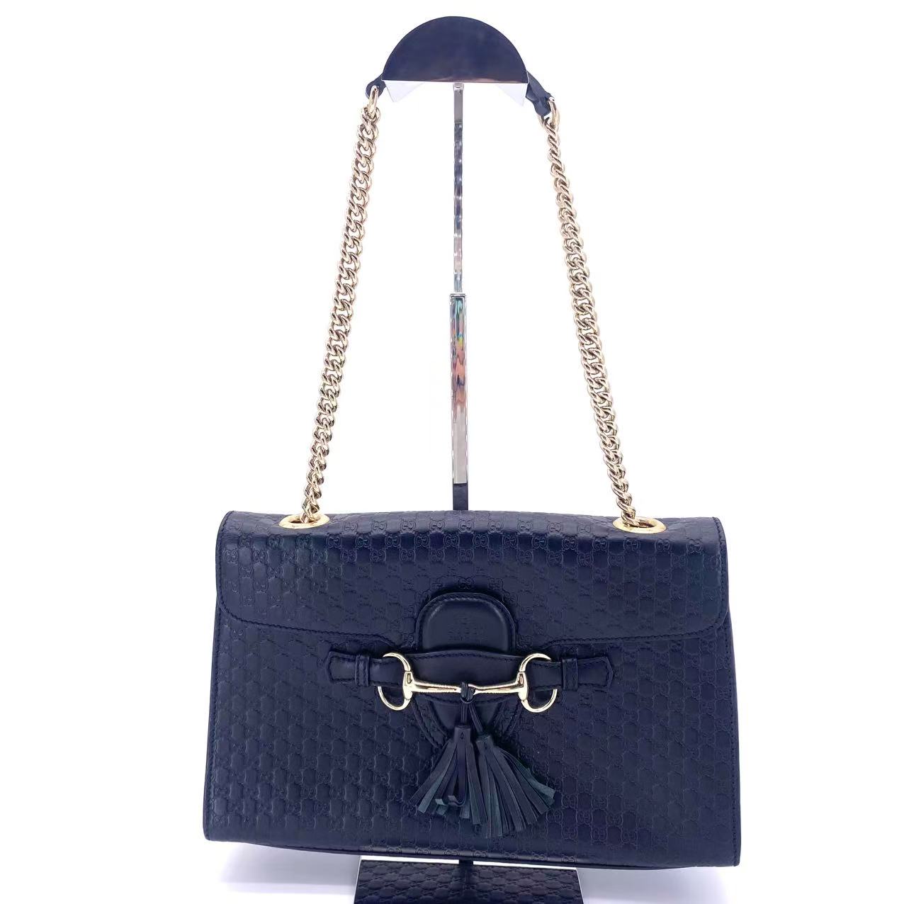 Microguccissima Medium Emily Chain Shoulder Bag Black