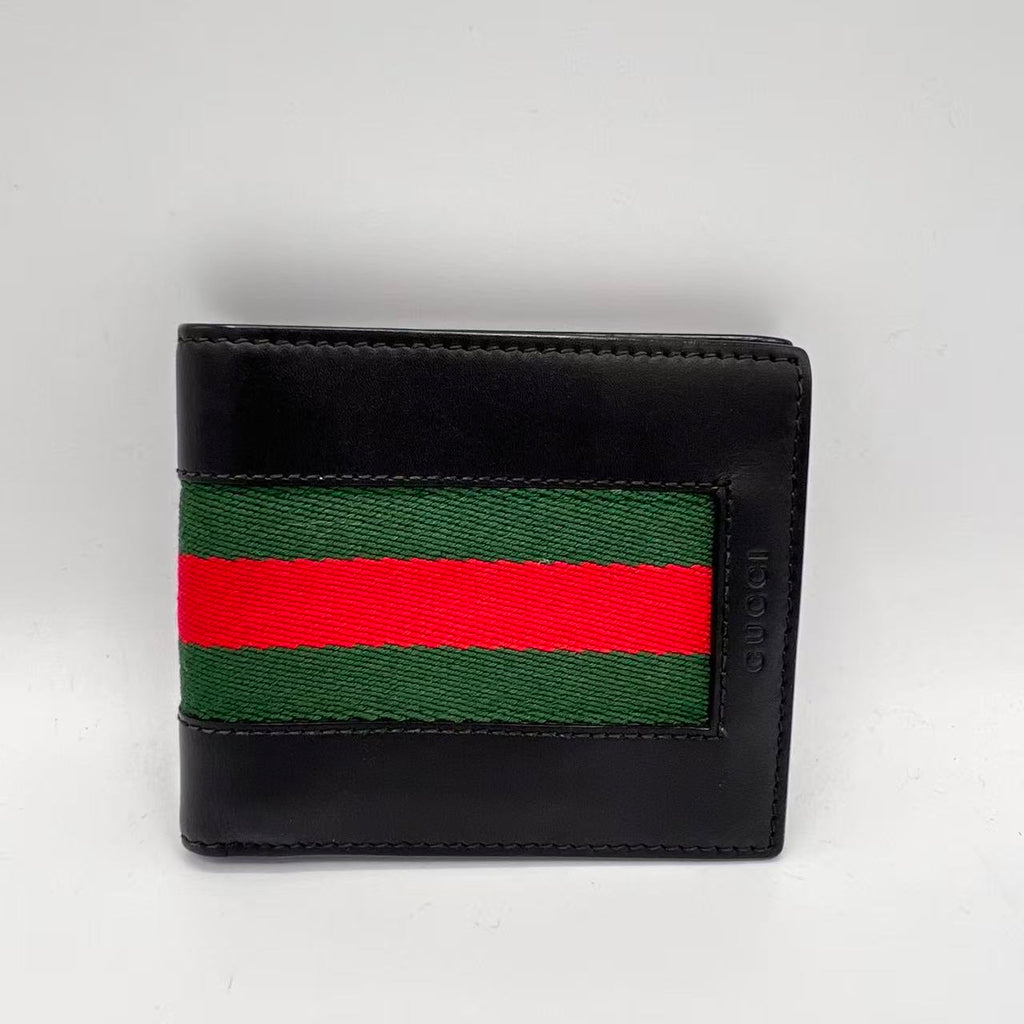 Black Web Canvas and Leather Bifold Wallet