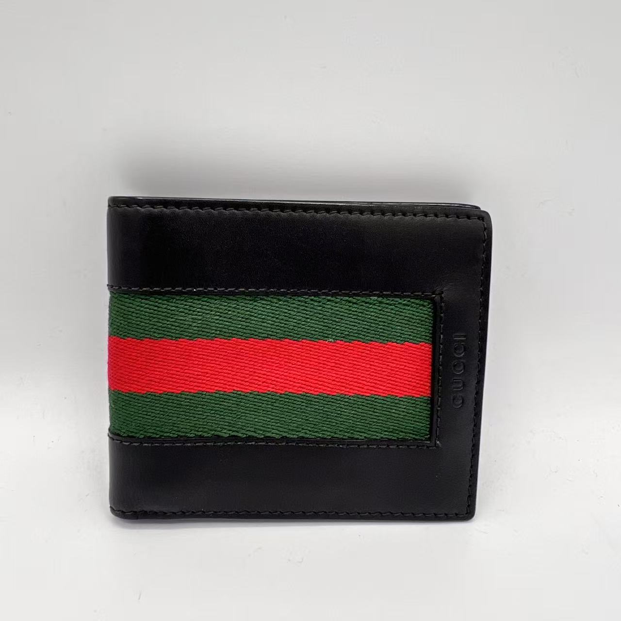 Black Web Canvas and Leather Bifold Wallet