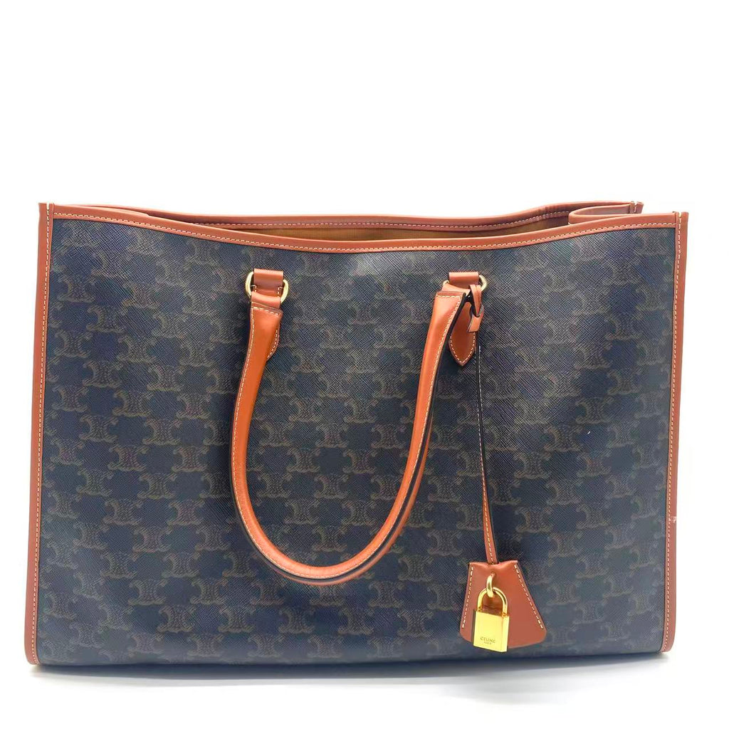 Triomphe Canvas Calfskin Horizontal Cabas Tan