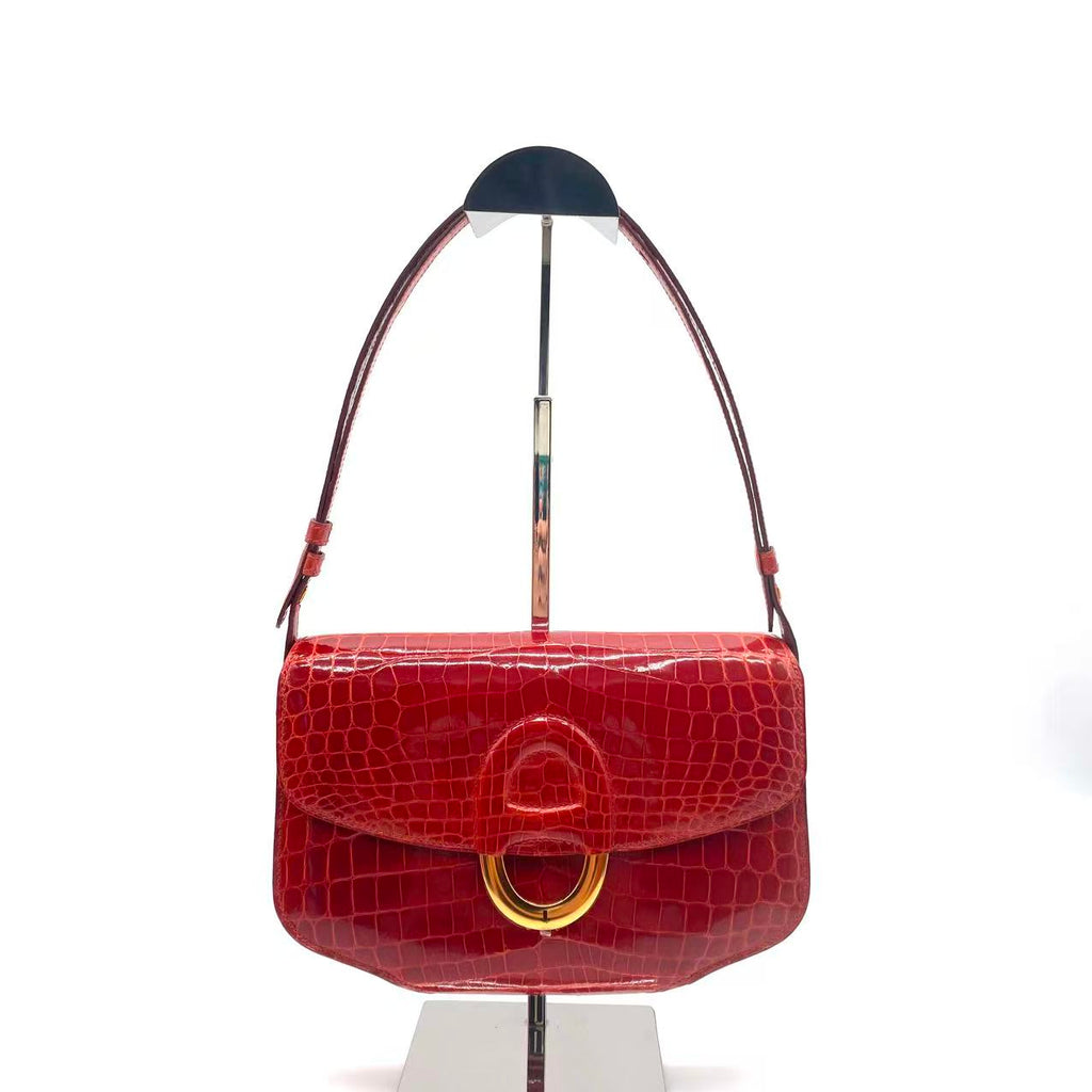 Cherche Midi Shoulder Bag Croc Red 18