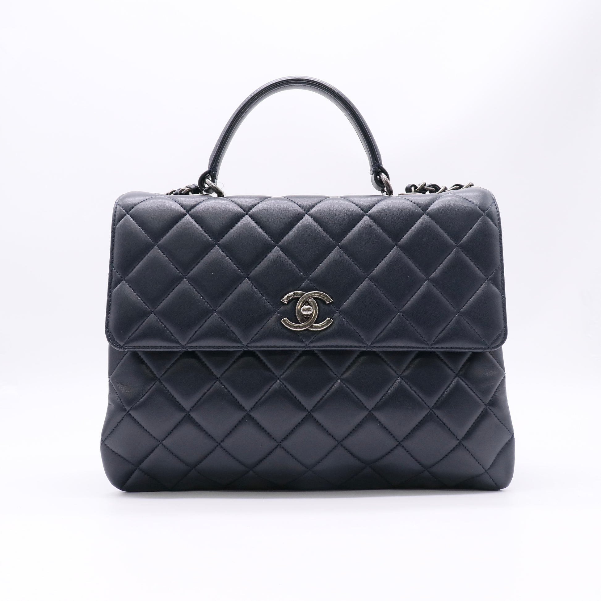 Chanel Navy Blue Quilted Lambskin Leather Large Trendy Bag Twins LDJ5265