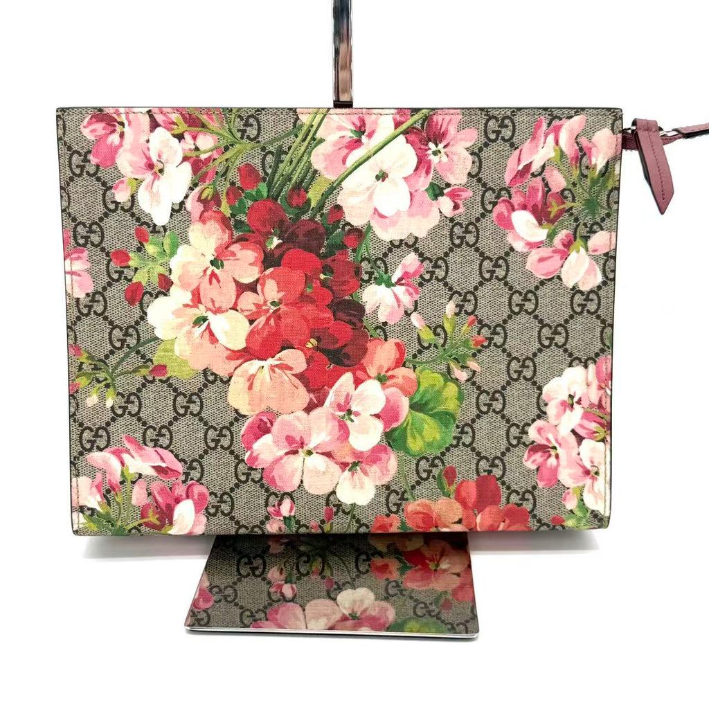 GG Supreme Monogram Blooms Large Cosmetic Case Beige Multicolor Dry Rose LDM-1283