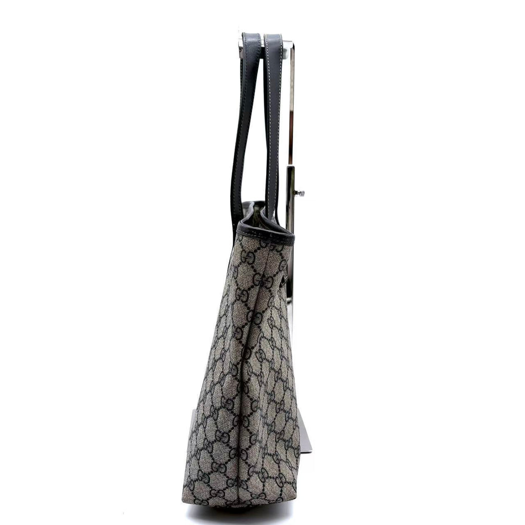 GG Supreme Monogram Medium Zippered Shopping Tote Dark Brown