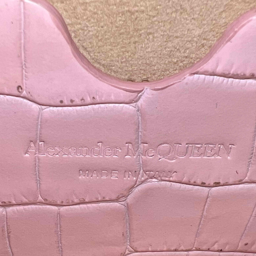 Alexander McQueen Pink Croc Embossed Leather Skull Crystal Chain Bag B24724