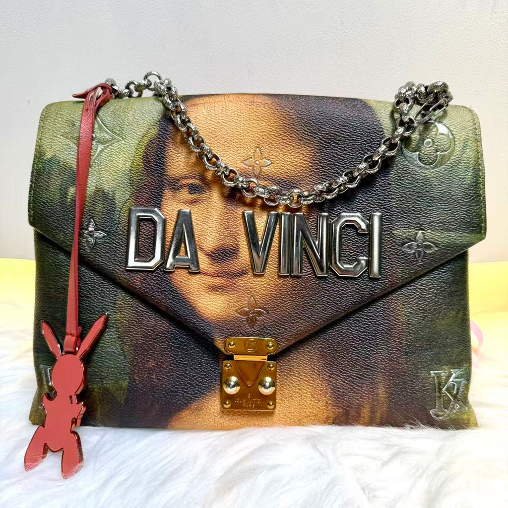 Chain Shoulder Bag Limited Edition Jeff Koons Da Vinci Print Canvas Twins LDJ3390