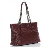 CHANEL  Calfskin Large Coco Pleats Tote Burgundy