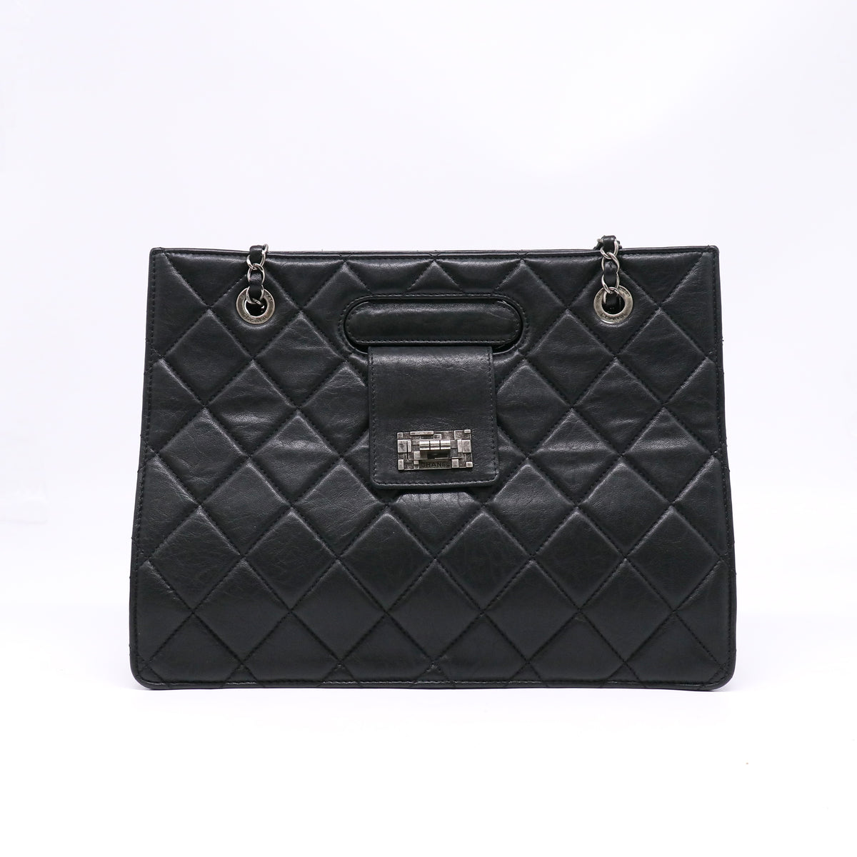Shopping Tote Lambskin Black Twins LDJ6757