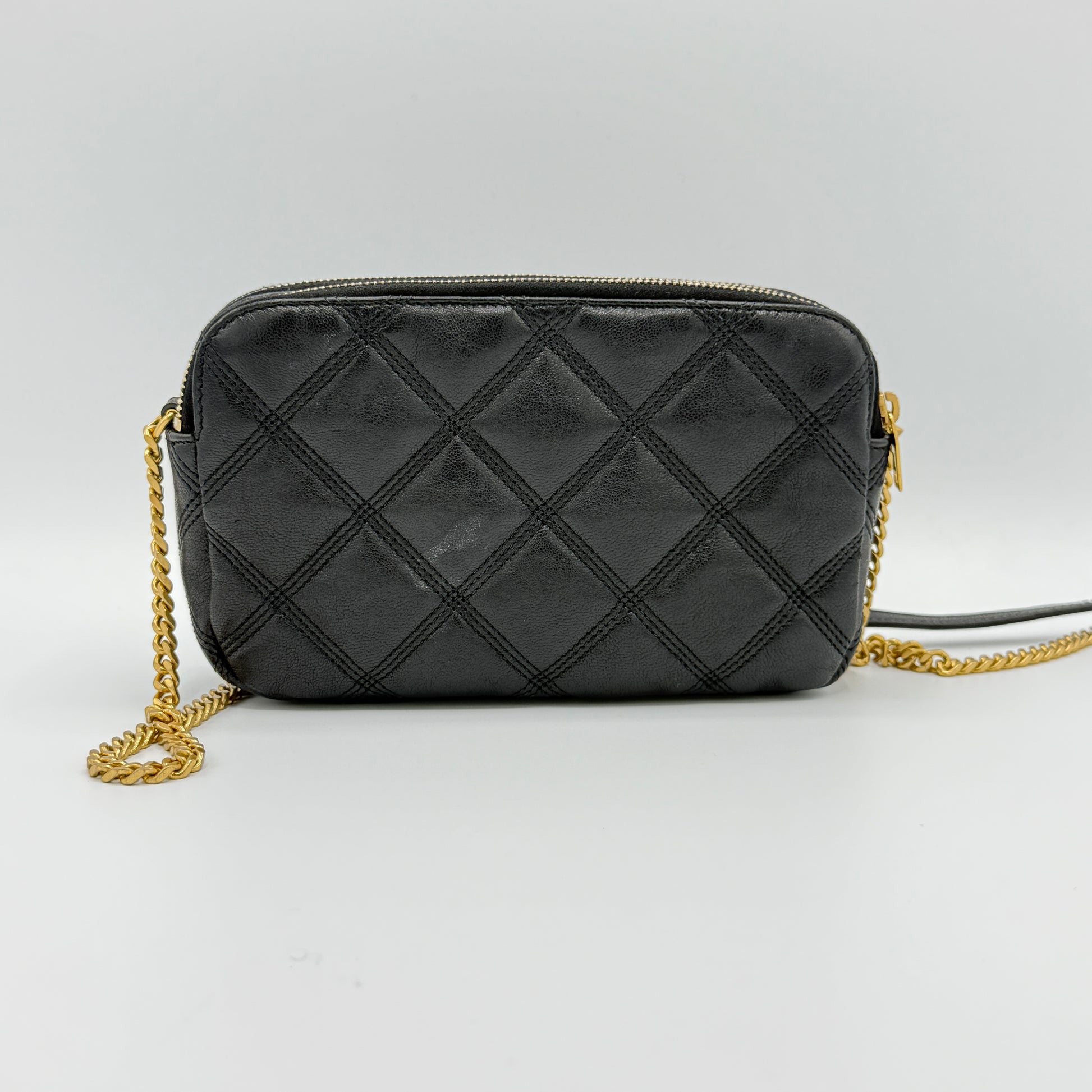 Becky Double Zip Crossbody Bag Quilted Leather Mini