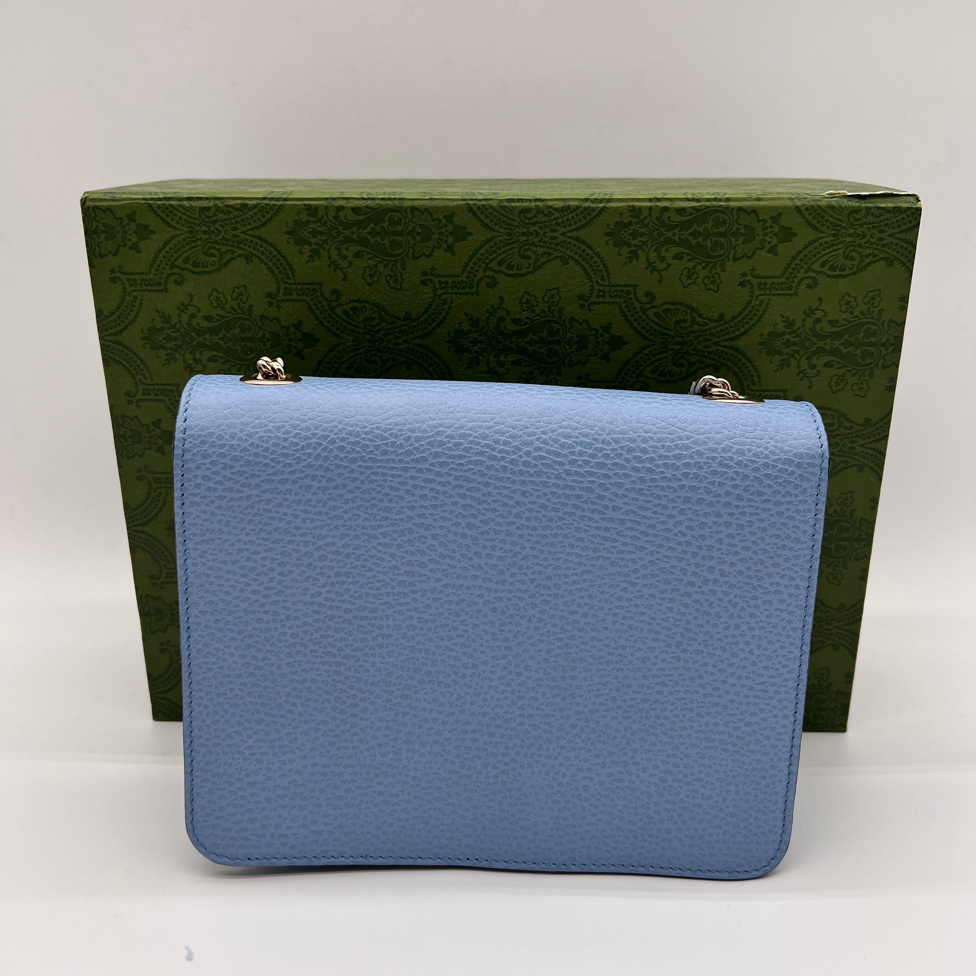 Mineral Blue Dollar Calfskin Small Interlocking G Shoulder Bag