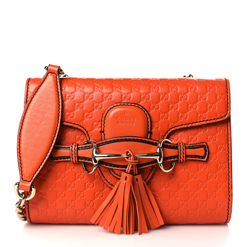 Soft Microguccissima Mini Emily Chain Shoulder Bag Sun Orange twins