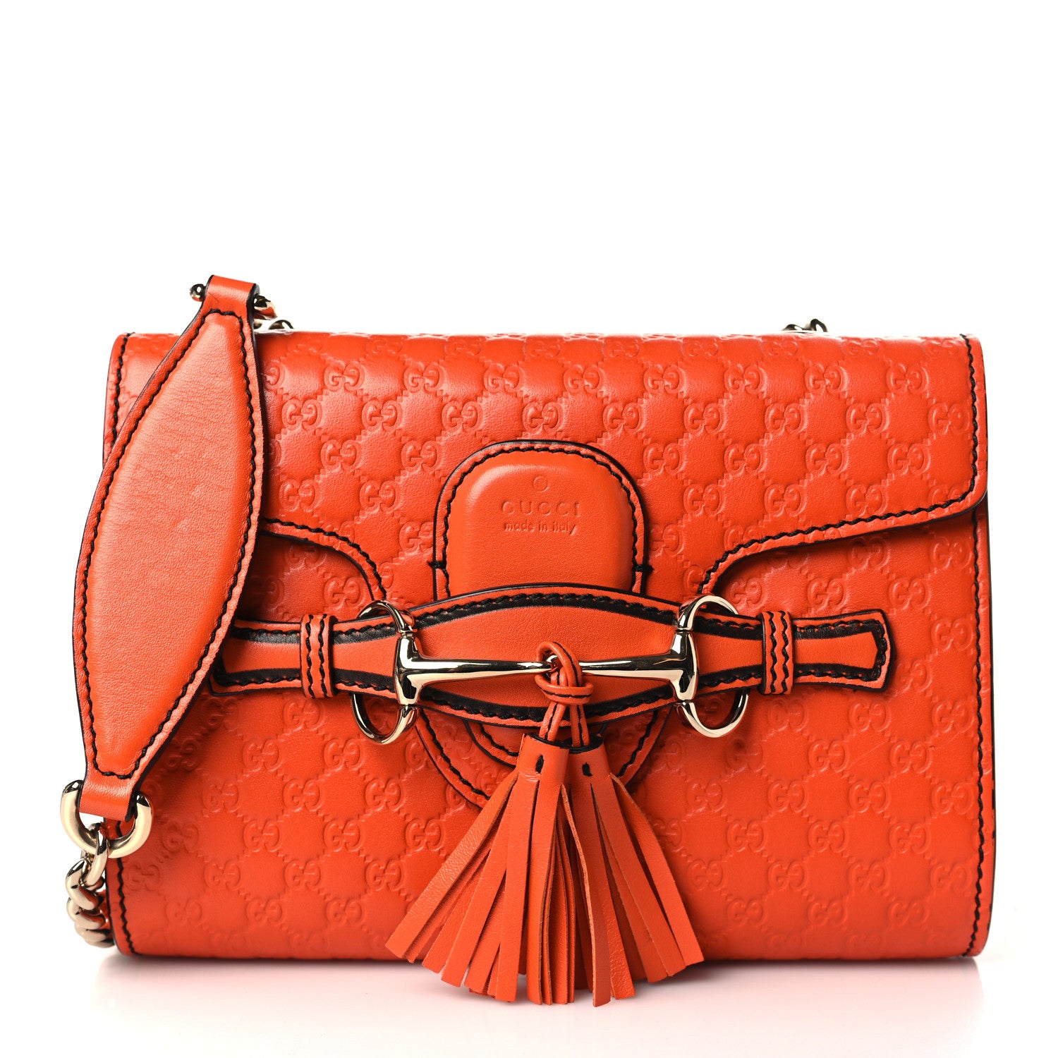 Soft Microguccissima Mini Emily Chain Shoulder Bag Sun Orange twins