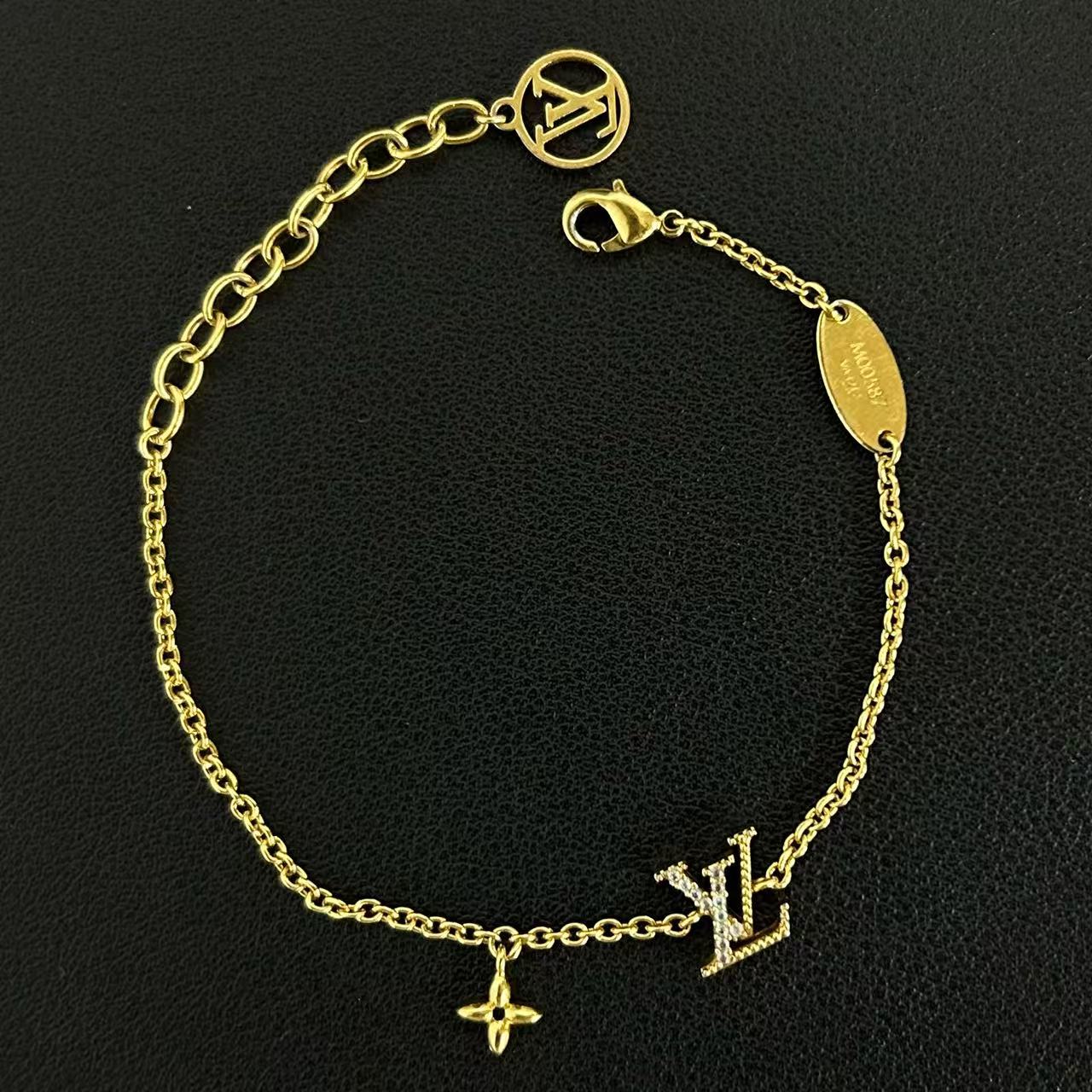 Metal and Rhinestone Bracelet Gold Twins LDJ4059