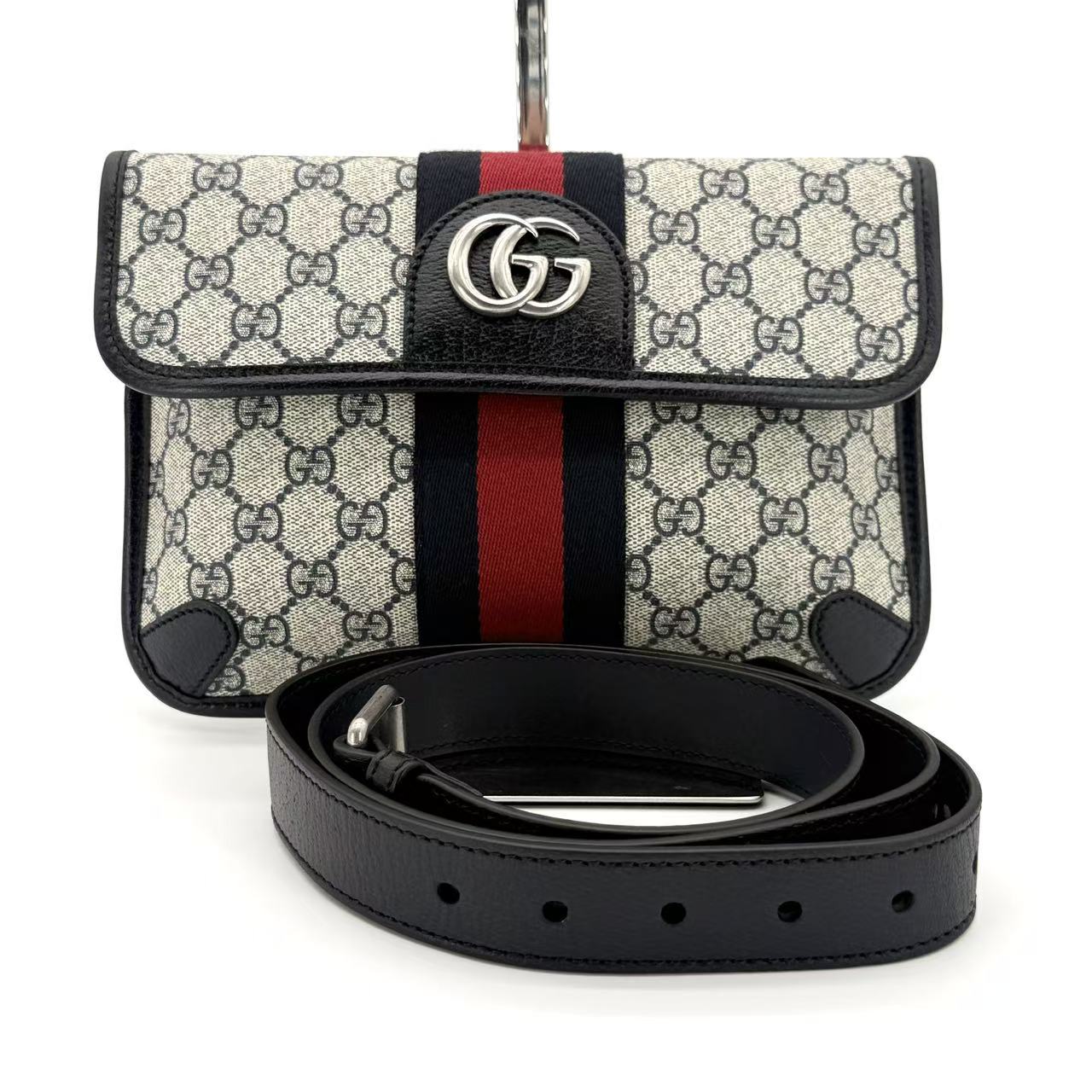 Blue/Beige GG Supreme Canvas Ophidia Belt Bag