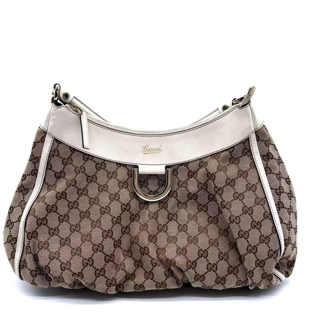 White Original GG Canvas D-Ring Abbey Shoulder Bag
