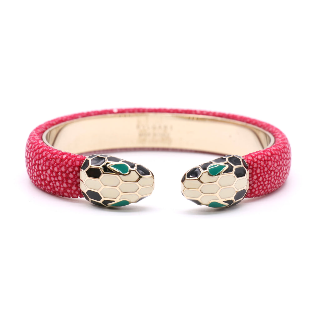 Bvlgari Leather & Enamel Serpenti Forever Bracelet Twins LDJ5469