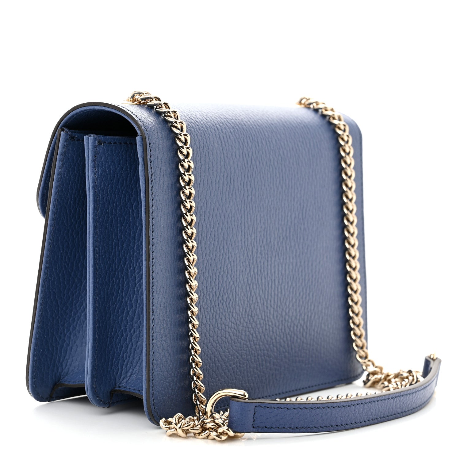 Blue Leather Dollar Interlocking G Flap Crossbody Bag twins