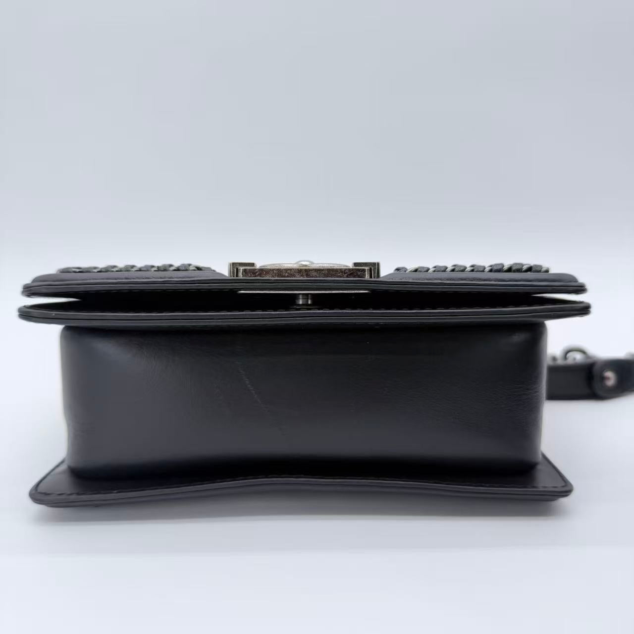 Boy Chanel Leather 2way Shoulder Bag Black