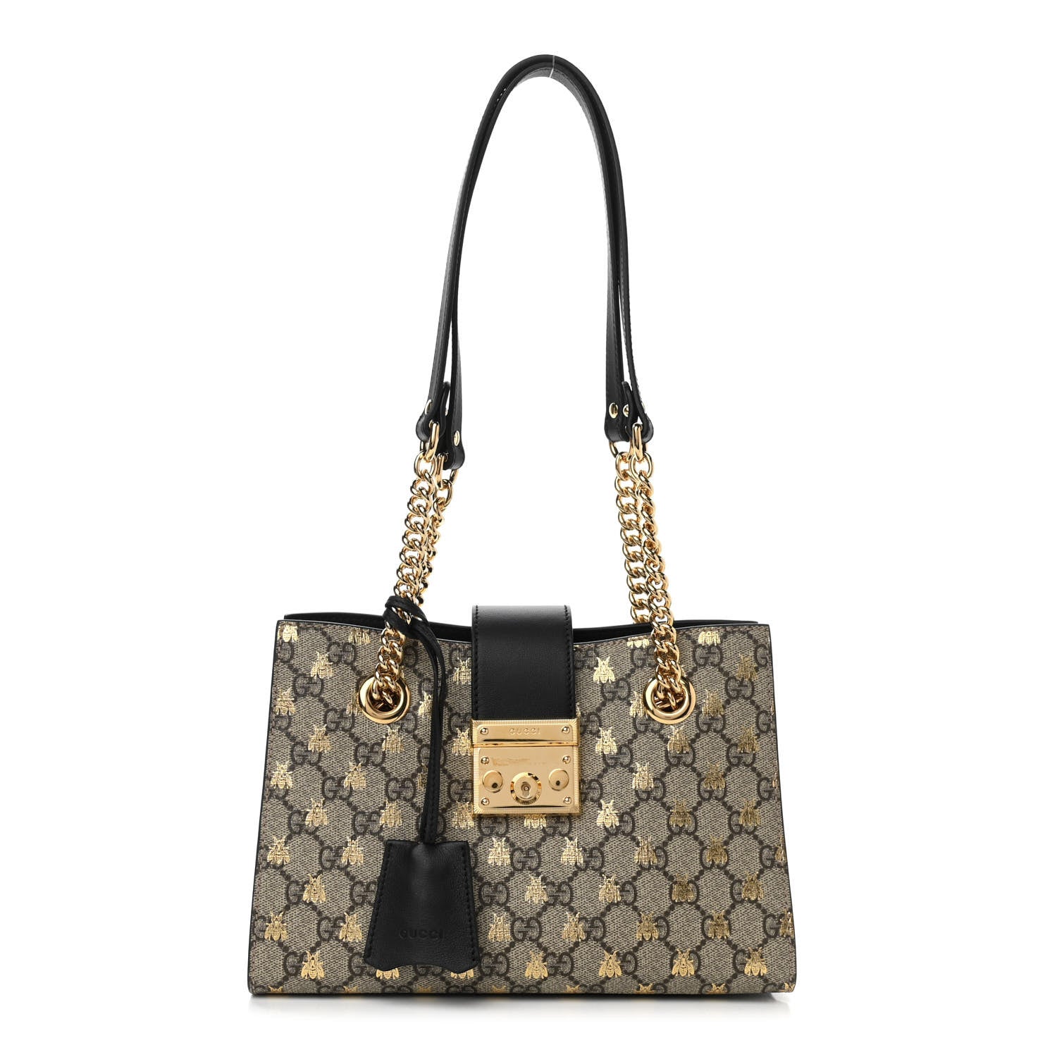 GG Supreme Monogram Bees Small Padlock Tote Beige Oro Black Limit Edition - twins
