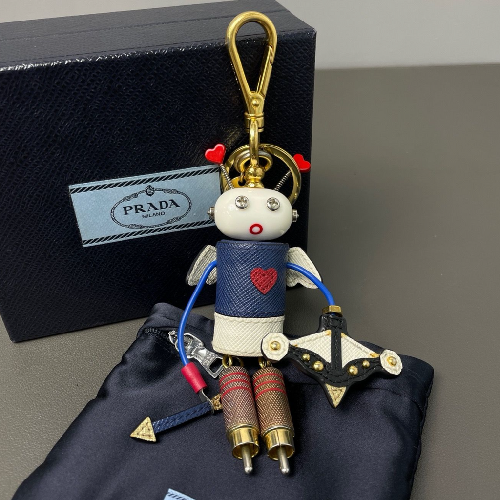 Prada Cupido Saffiano leather keychain charm twins LDZ853