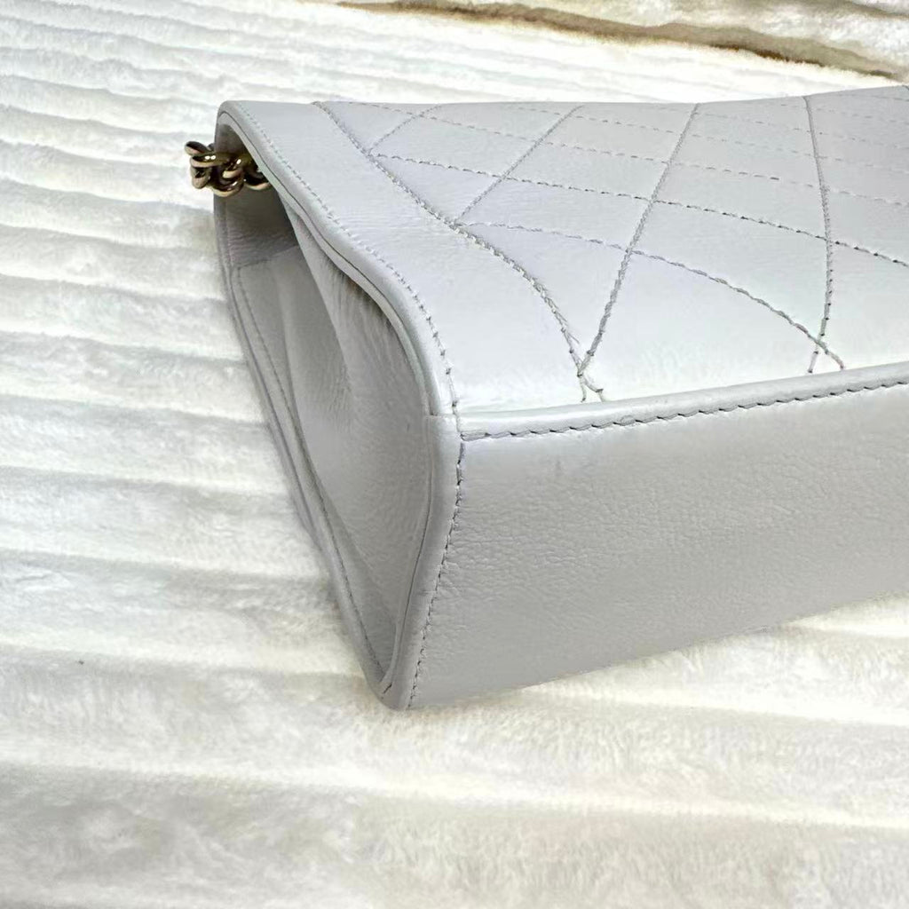 Grained Calfskin Quilted Large Label Click Flap Bag Black