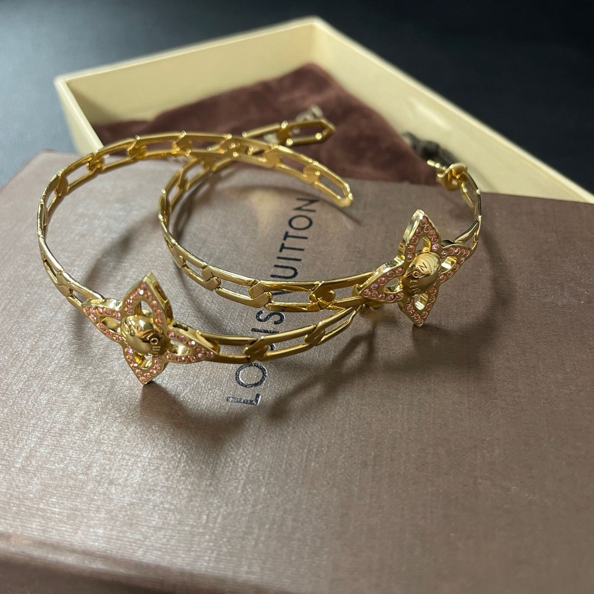 Louis Vuitton Crystal Flower Power Hoop Earrings Twins  LDZ1423