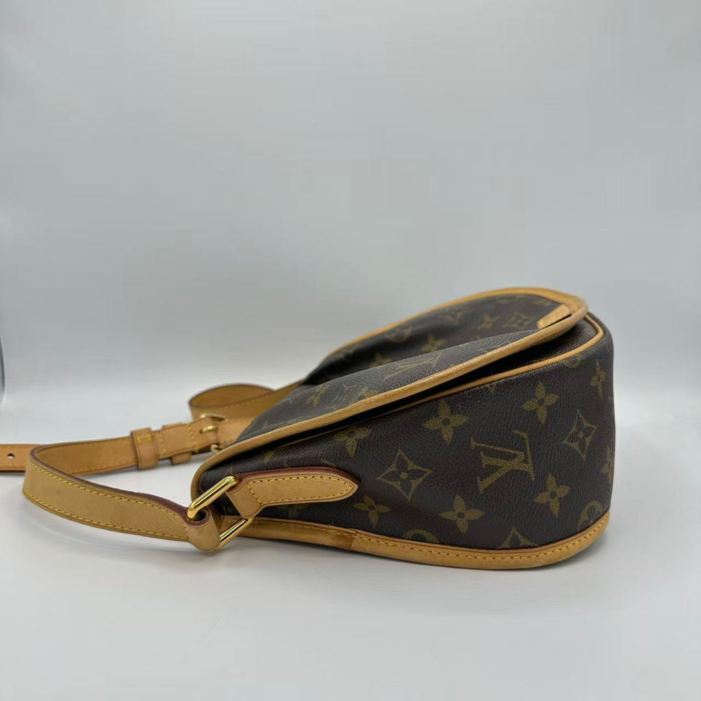 Menilmontant PM Brown Monogram Leather Crossbody Bag