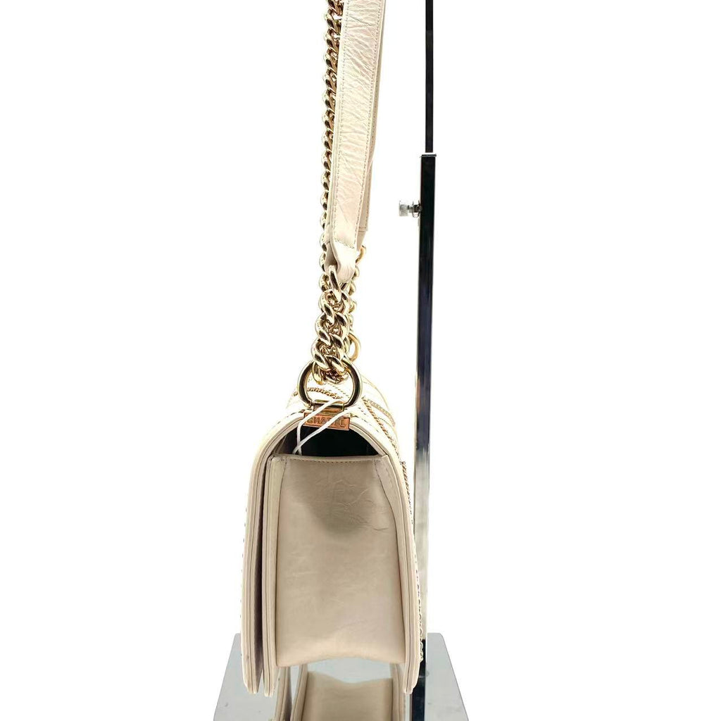 Crumpled Calfskin Light Gold LeBoy