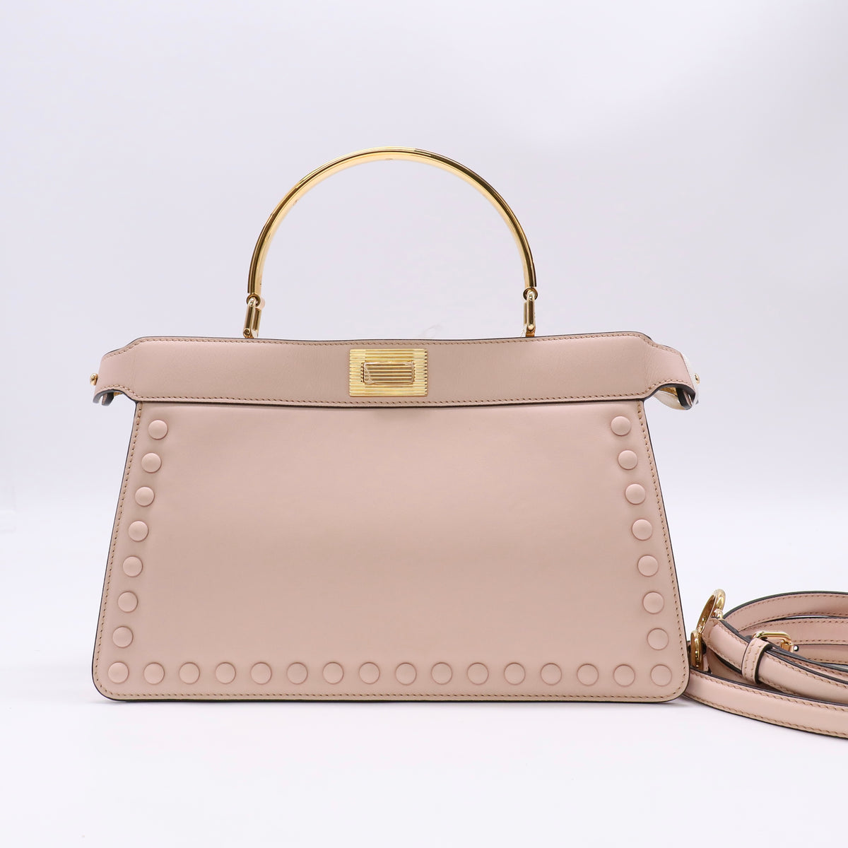 Fendi Peekaboo ISeeU East-West Studded Leather Pink twins LDJ6579