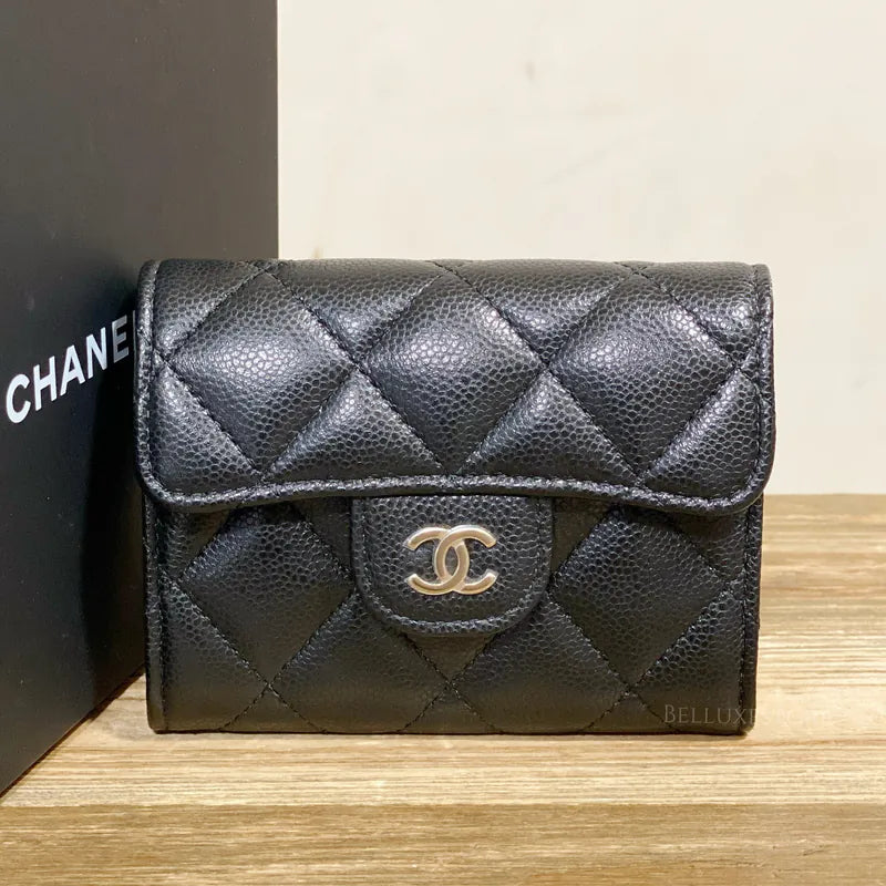 Chanel CC Compact Classic Flap Wallet Chevron Caviar Twins LDJ3174