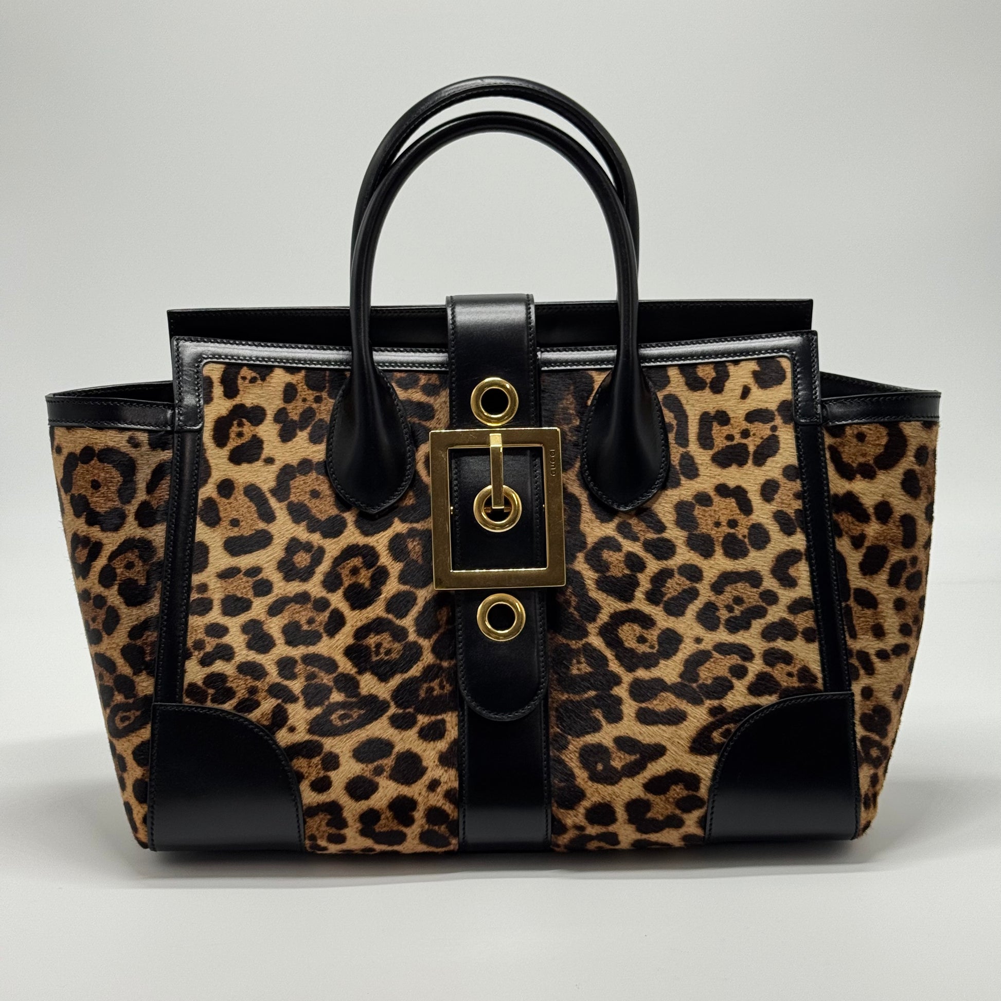 Gucci leopard print calf hair buckle