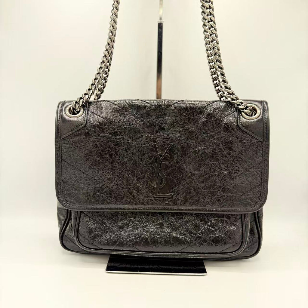 Niki Silver Chain Flap Bag Leather Medium
