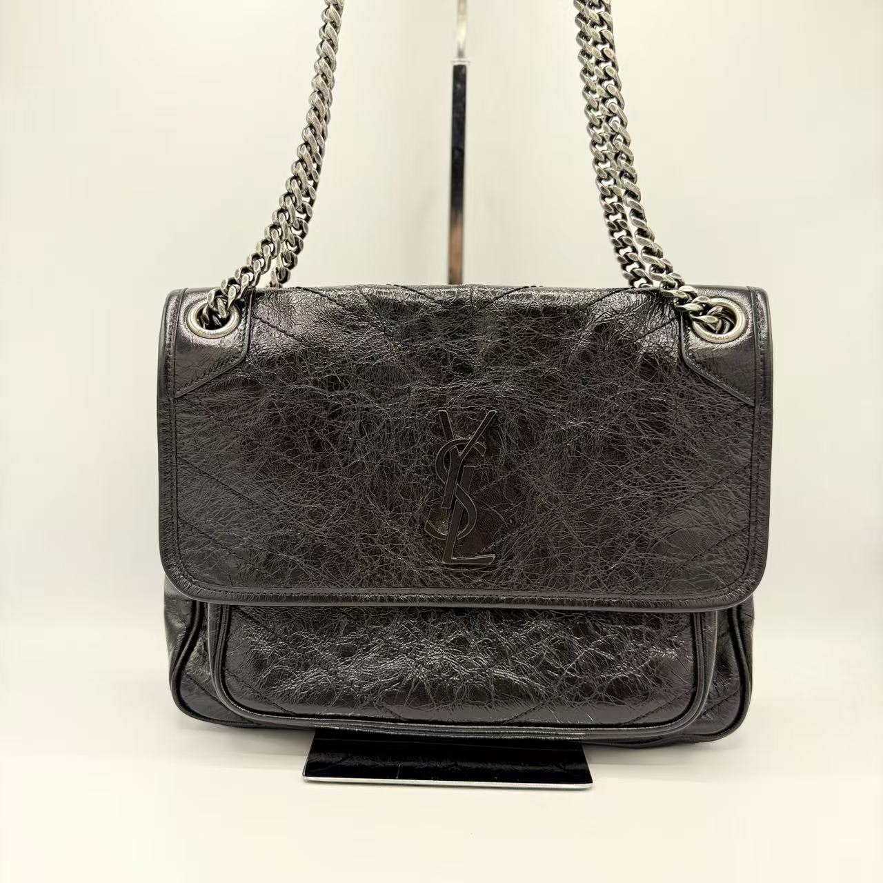 Niki Silver Chain Flap Bag Leather Medium