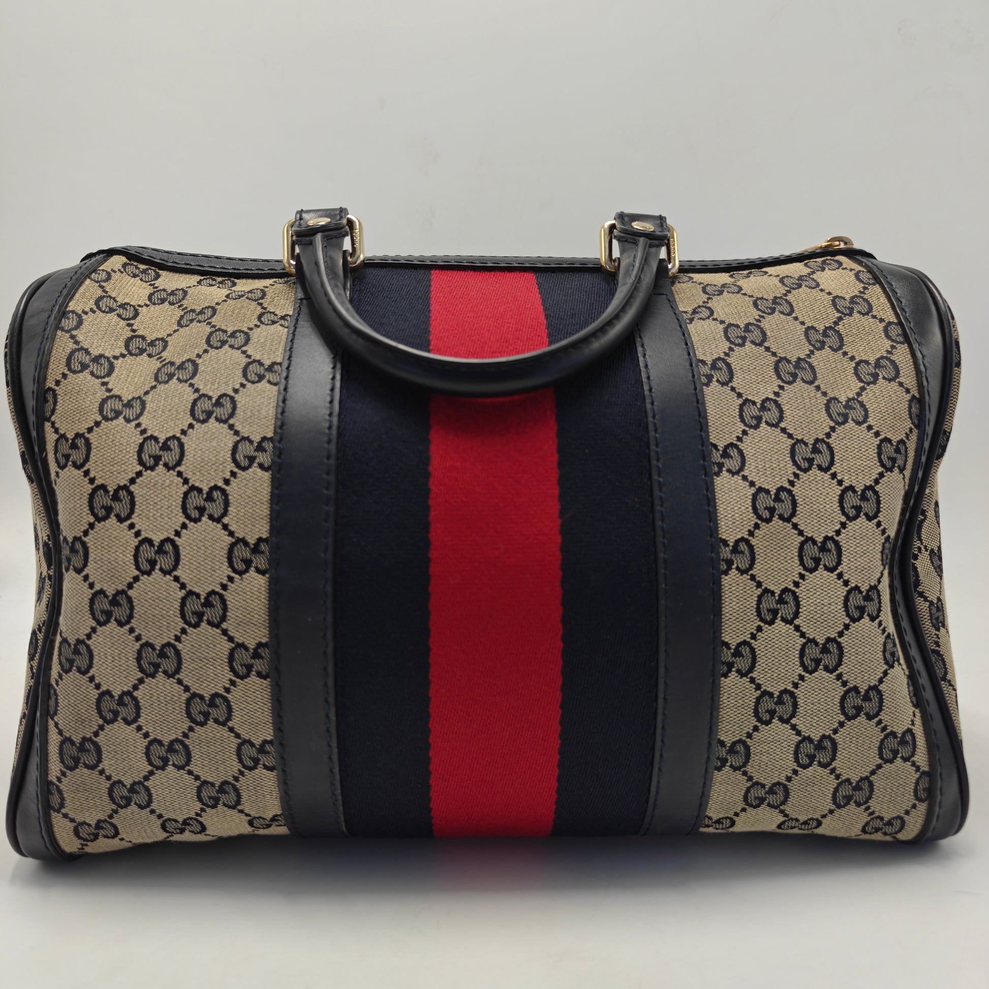 Vintage Web Boston Bag GG Canvas Medium