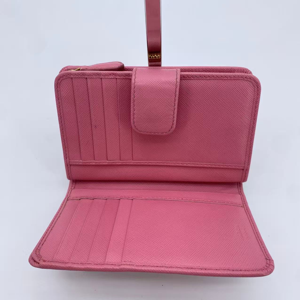 Pink Zip Around Wallet Saffiano Leather