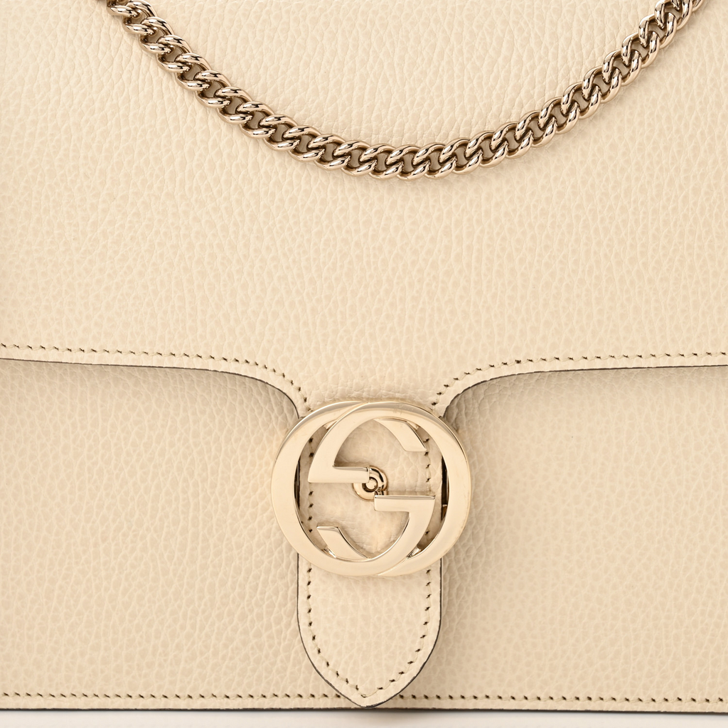 Dollar Calfskin Interlocking G Shoulder Bag Ivoire Medium Twins