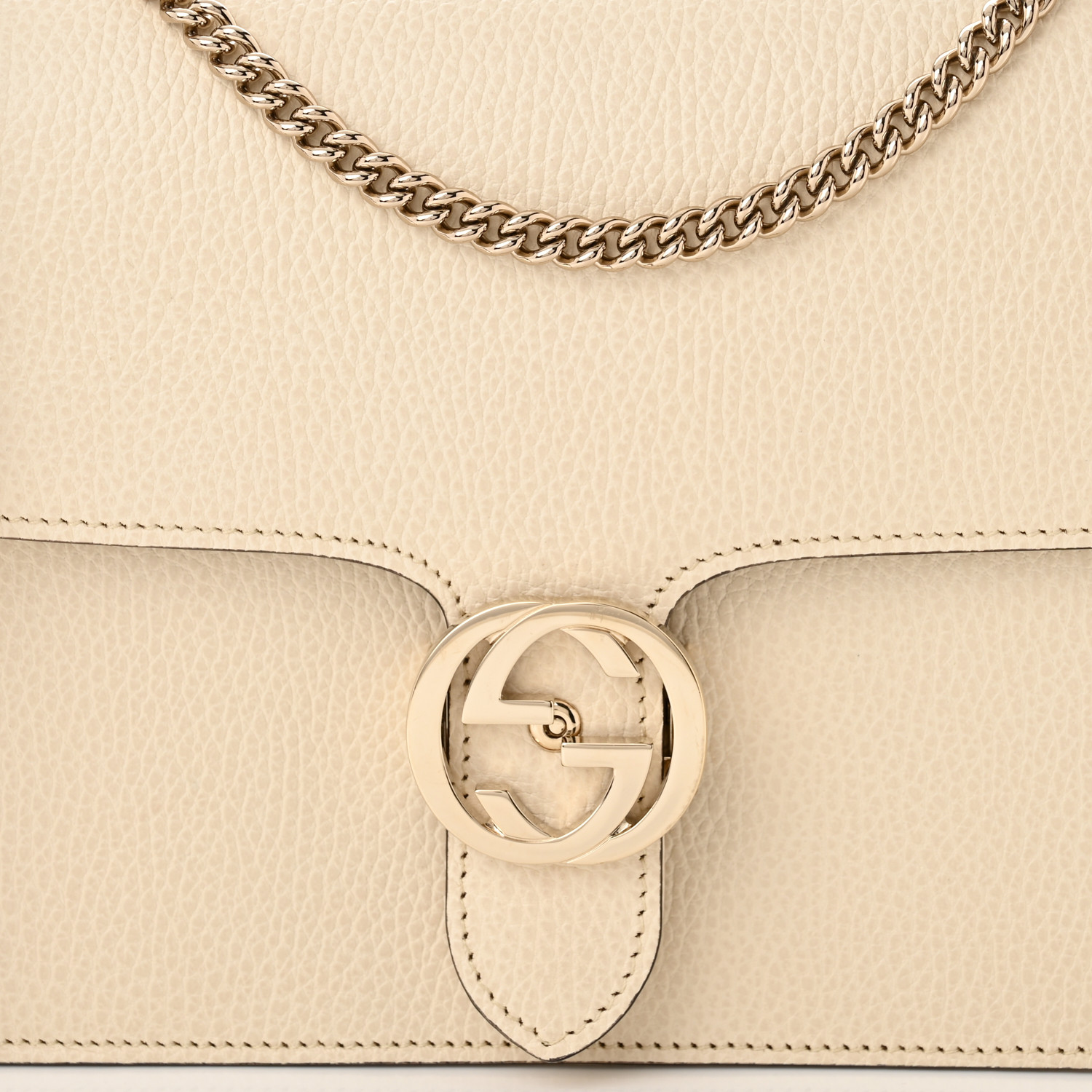 Dollar Calfskin Interlocking G Shoulder Bag Ivoire Medium Twins