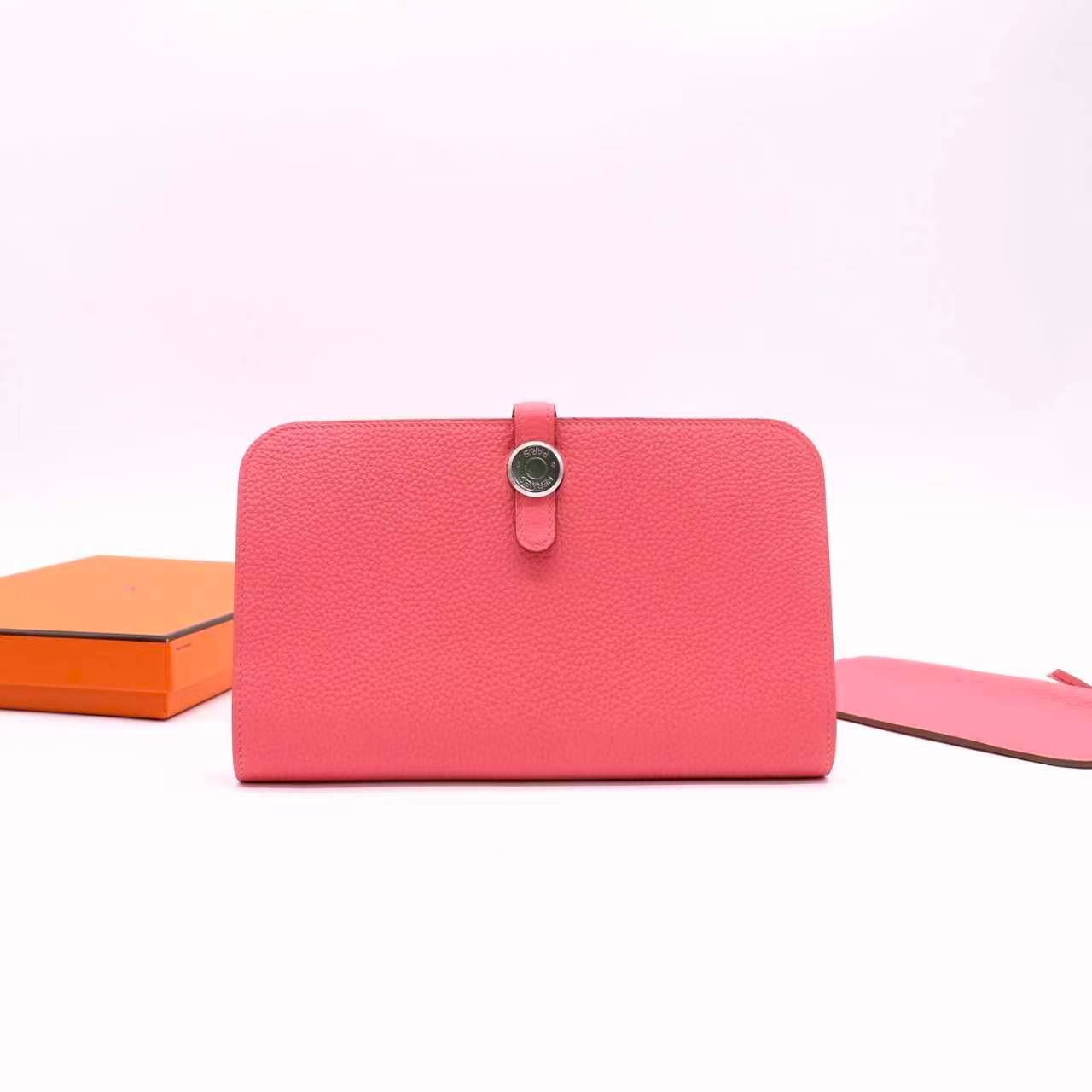 Hermes Togo Dogon Duo Wallet Rose Lipstick Twins LDJ5154