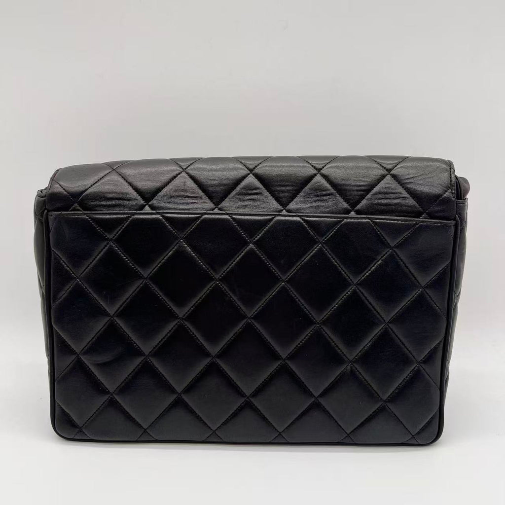 Matelasse Shoulder Bag Lamb Skin Dark Brown