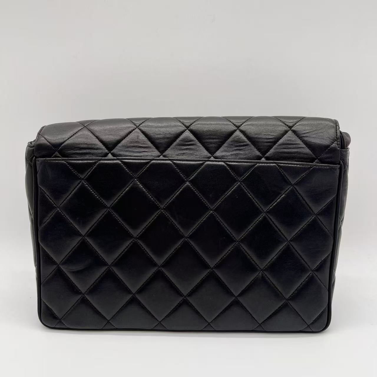 Matelasse Shoulder Bag Lamb Skin Dark Brown