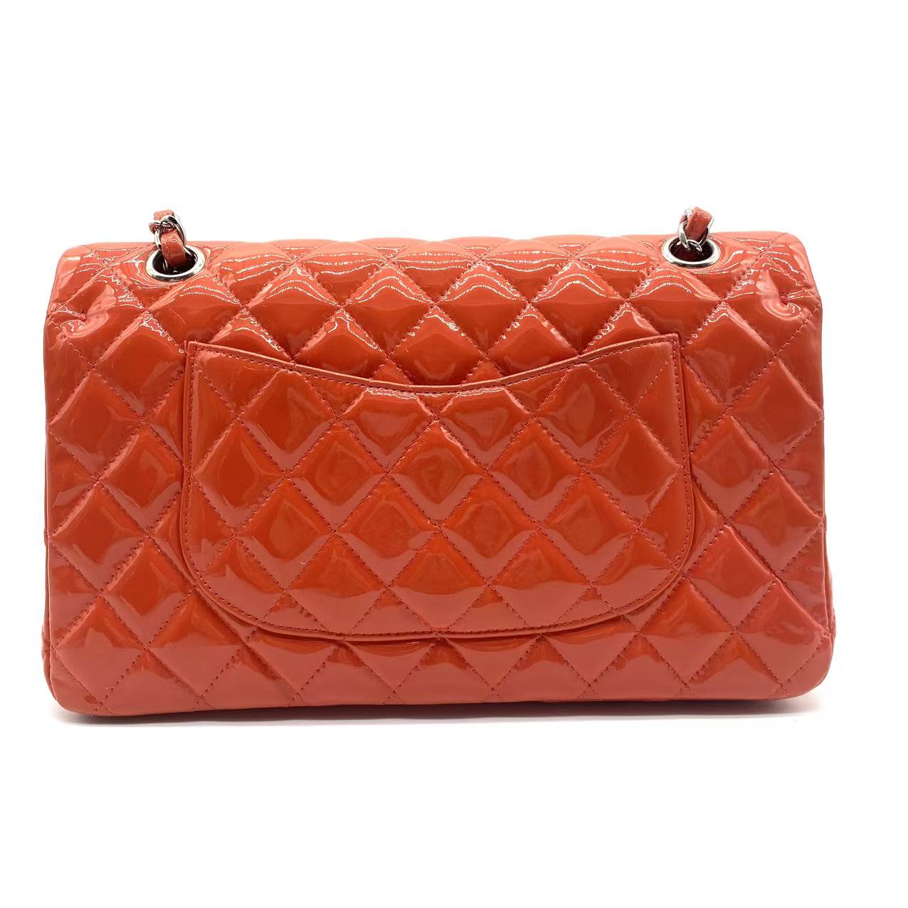 Patent Calfskin Quilted Mini Rectangular Flap Red