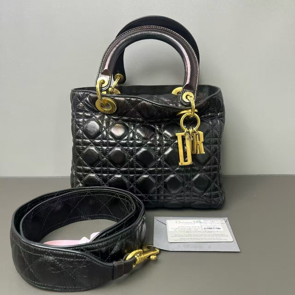 Vintage Lady Dior Bag Cannage Quilt Patent Medium Twins LDJ3171
