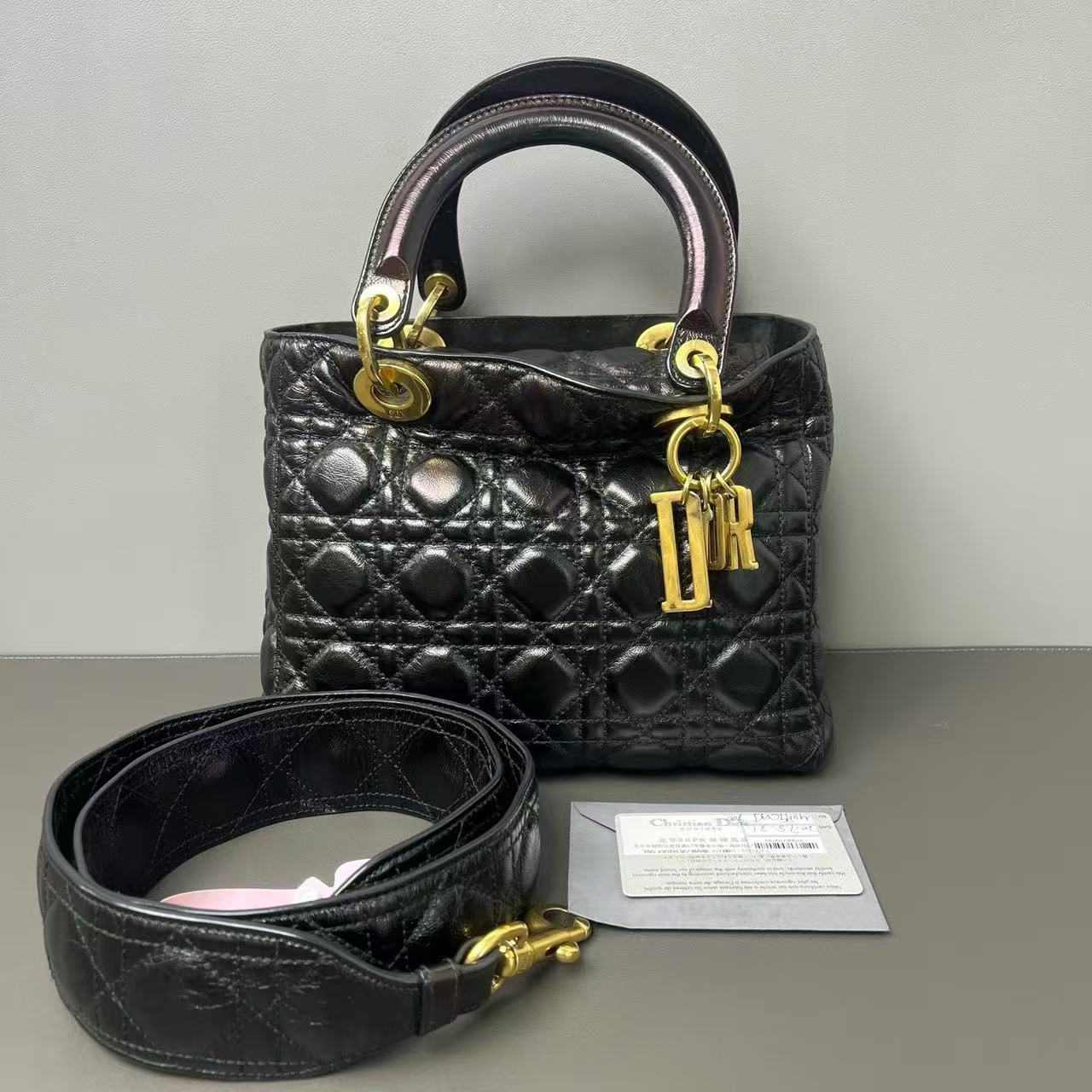 Vintage Lady Dior Bag Cannage Quilt Patent Medium Twins LDJ3171