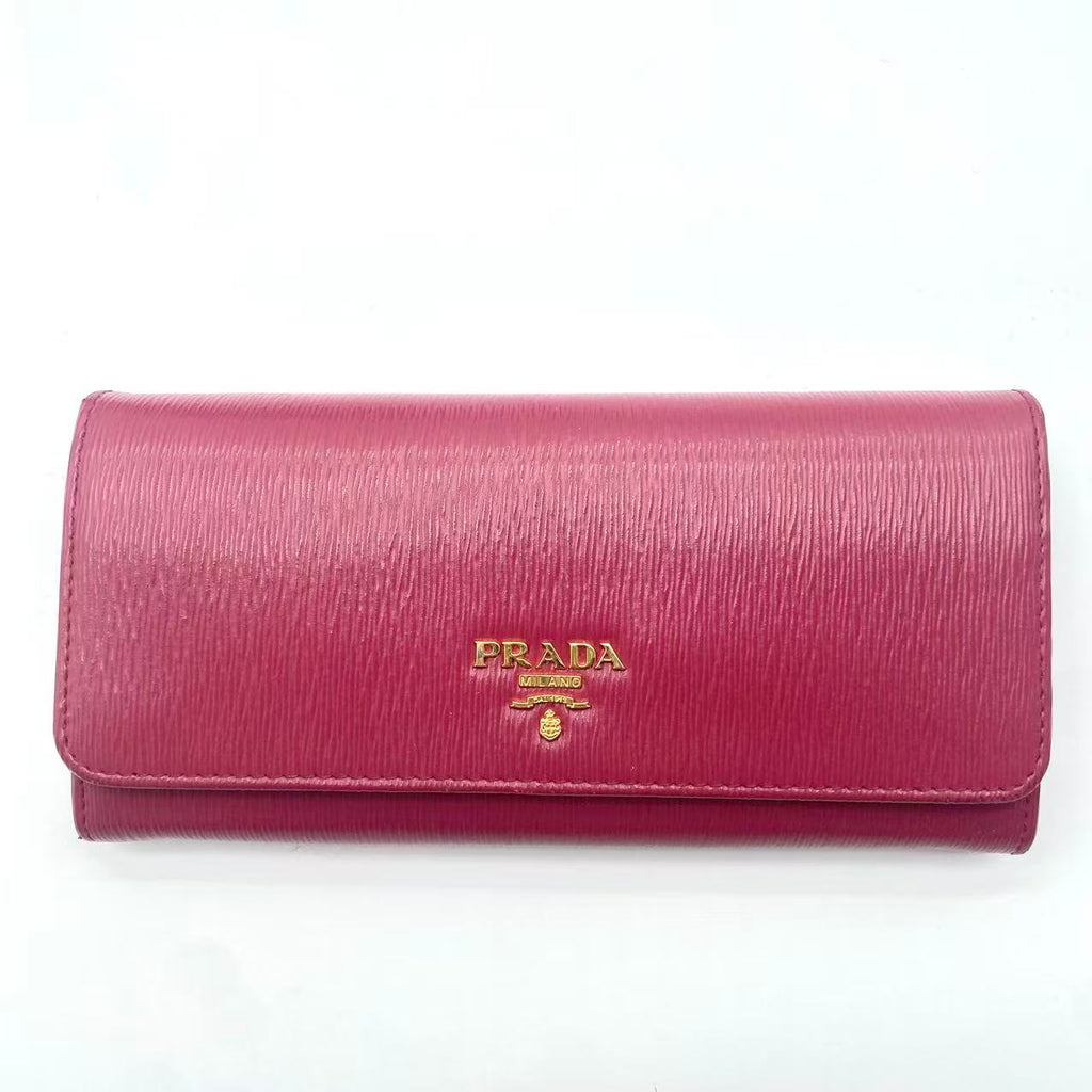 Fold Wallet Saffiano Leather Pink