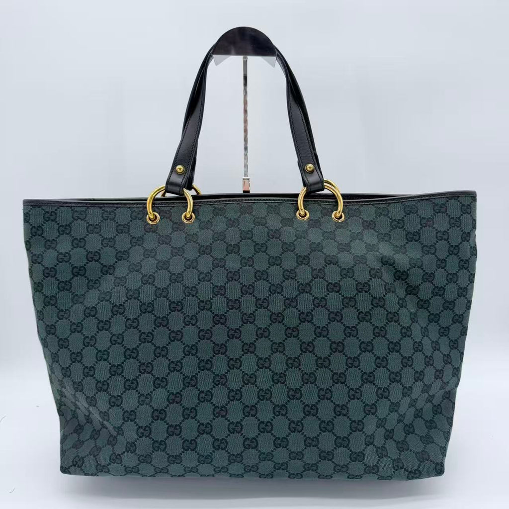 Green GG Canvas Tote Dark green