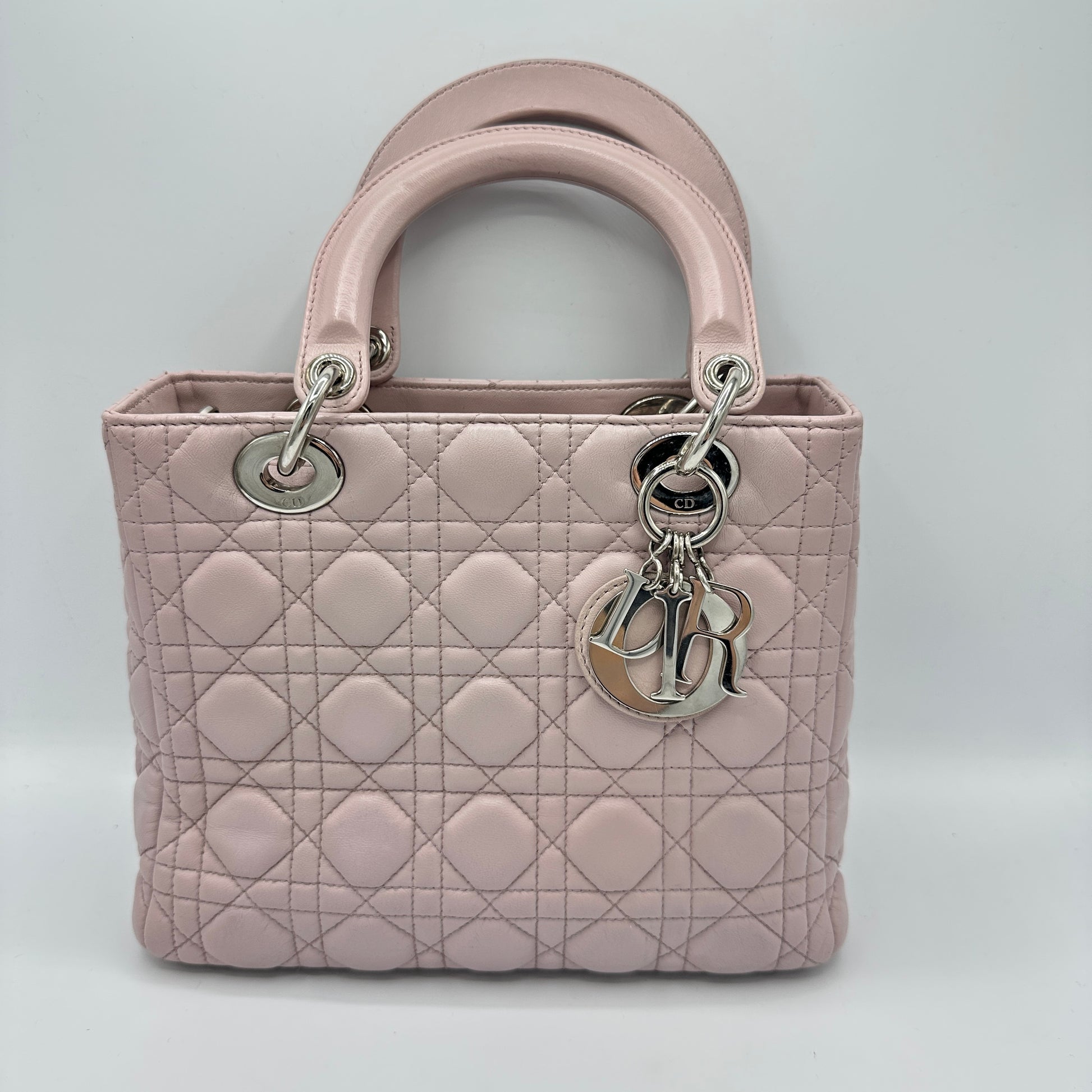 Christian Dior  Lambskin Cannage Medium Lady Dior Light