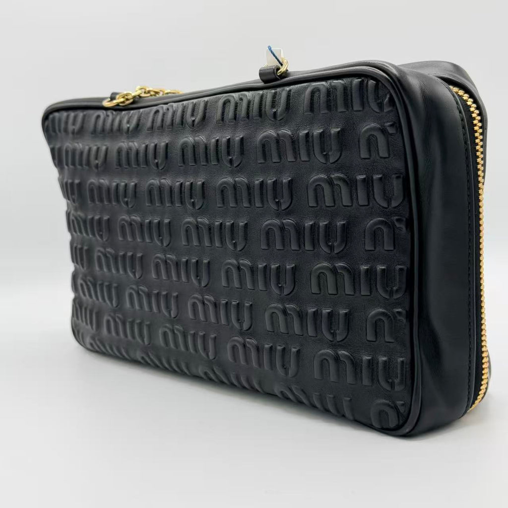 Softy Chain Camera Bag Logo Embossed Leather