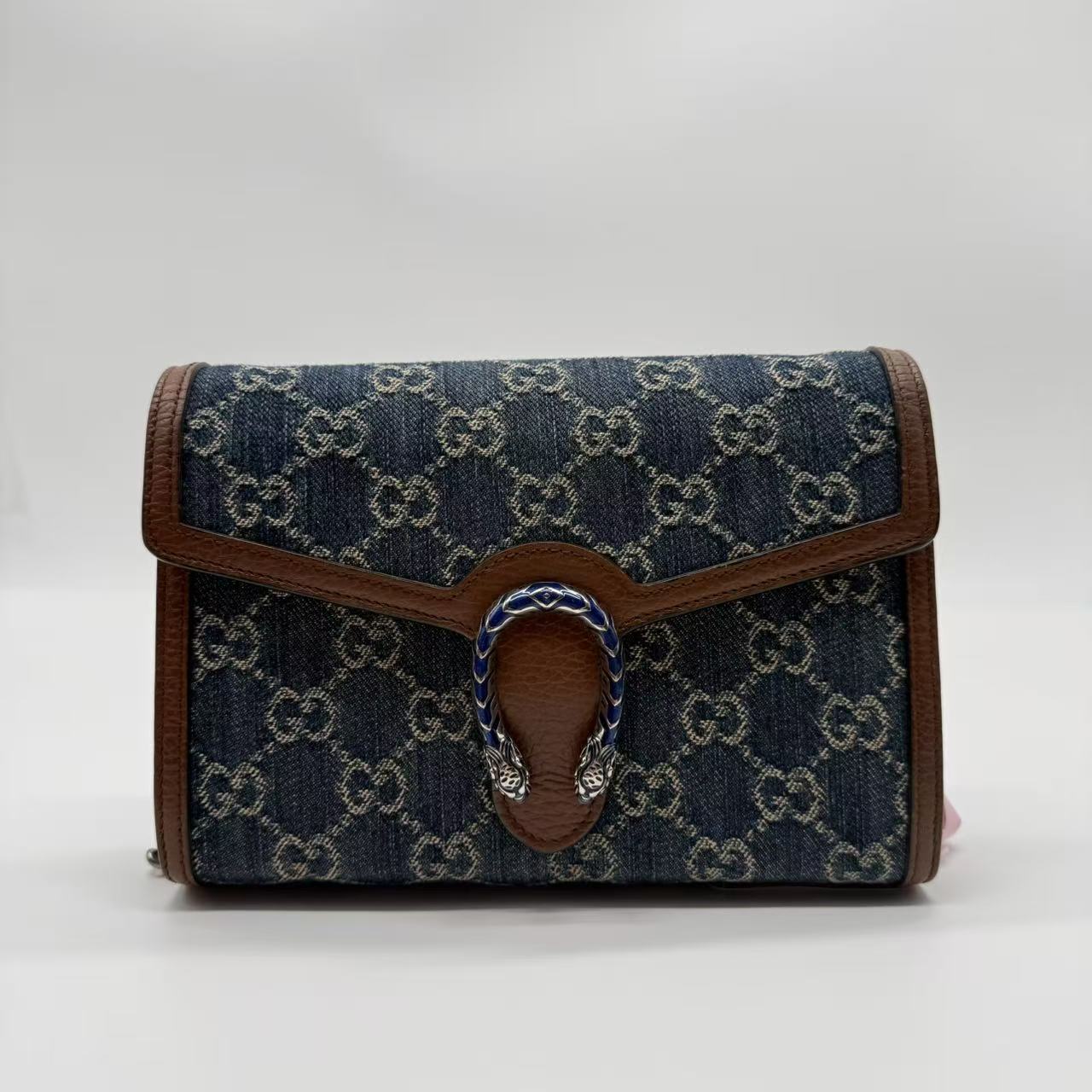 Gucci Dionysus Chain Wallet GG Denim Small Twins LDJ4213