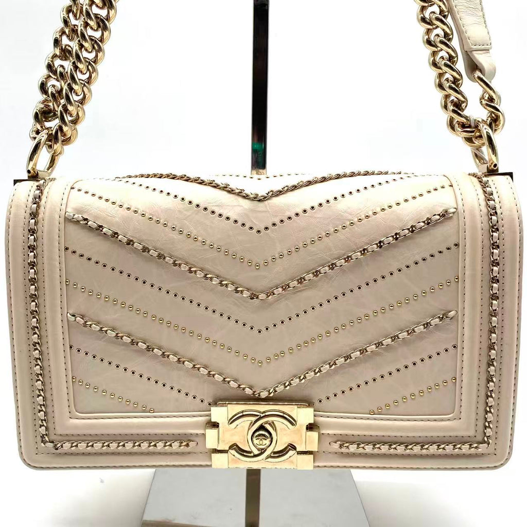 Crumpled Calfskin Light Gold LeBoy