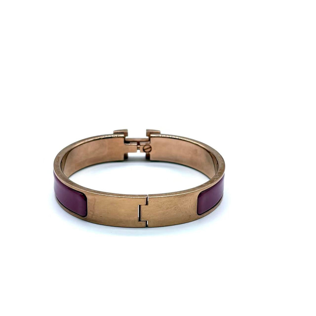 Enamel Clic H Bangle Bracelet Rose Cendre